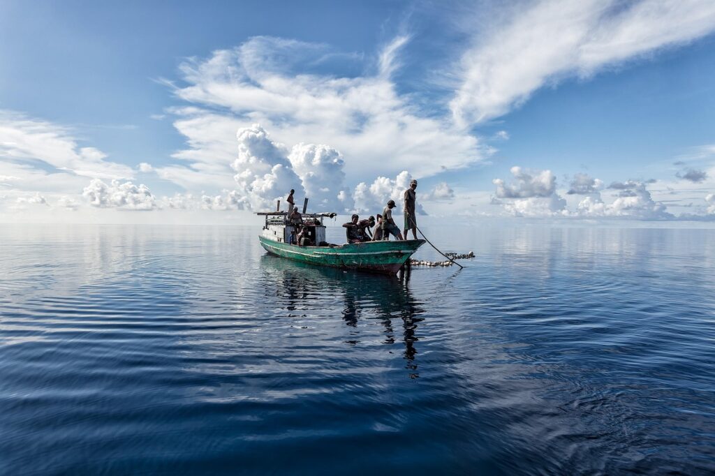 landscape, tropical, sea, halmahera sea, fishing, fish boat, the web, nature, bajau people, indonesia